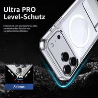 Magnetický kryt Lemxiee pre iPhone 17 Pro Max so stojanom, priehľadné ochranné puzdro kompatibilné s MagSafe 6