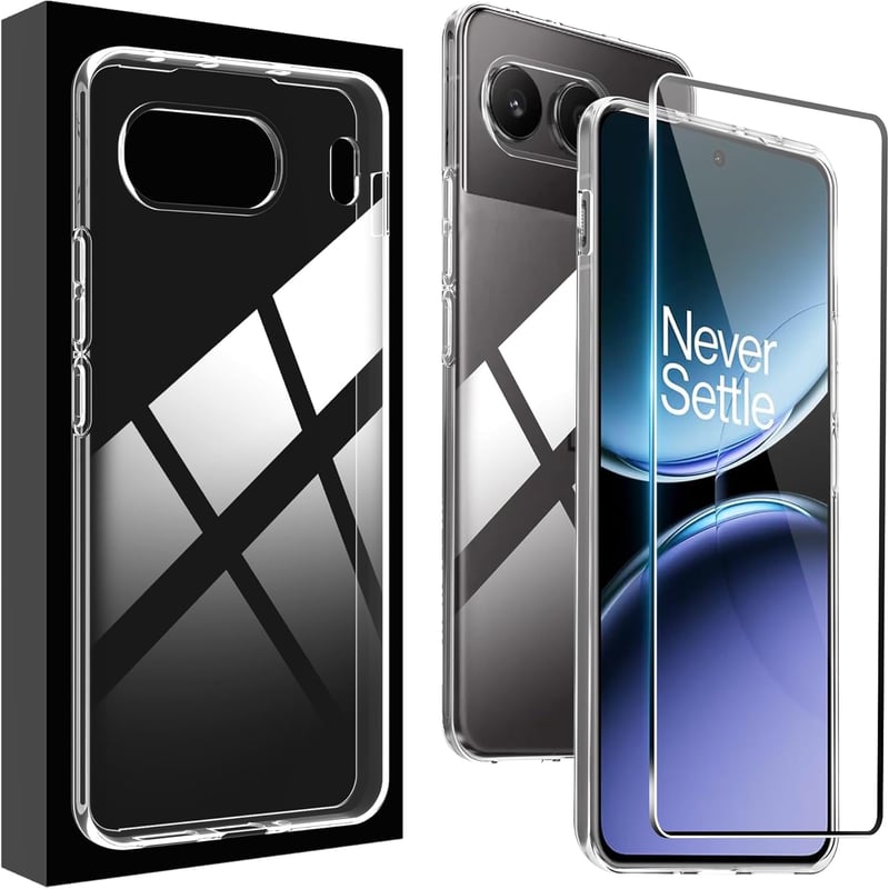 Lemxiee OnePlus Nord 4 Telefontok Szett + Üvegfólia - Puha TPU Védőtok és Edzett Üveg Kijelzővédő OnePlus Nord 4-hez