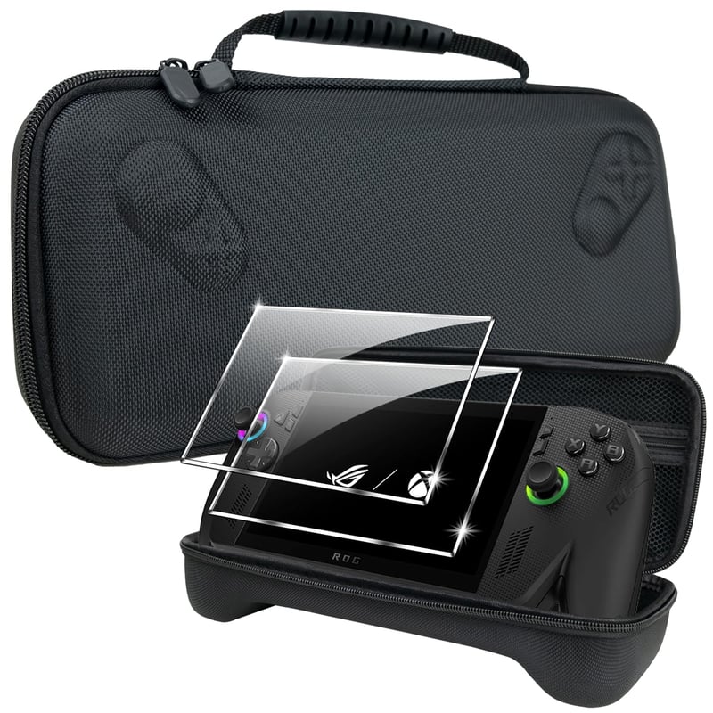 Husă de protecție Lemxiee pentru consolă ROG Xbox Ally X și Ally + 2 folii de protecție din sticlă securizată de 7,0" - Husă/Geantă de protecție rigidă pentru accesorii