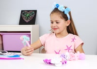 Set creativ LENA Glam pentru confecționarea coronițelor și bentițelor pentru fete - cu pompoane, panglici de satin și flori, cadou creativ pentru copii de la 6 ani 5