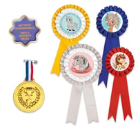 Lena Happy Horse Hobby Horsing kreatívna súprava na výrobu víťazných stúh – 4 rozety, medaila, trblietavá plsť a šablóny na diplomy, darčeková súprava od 6 rokov 2