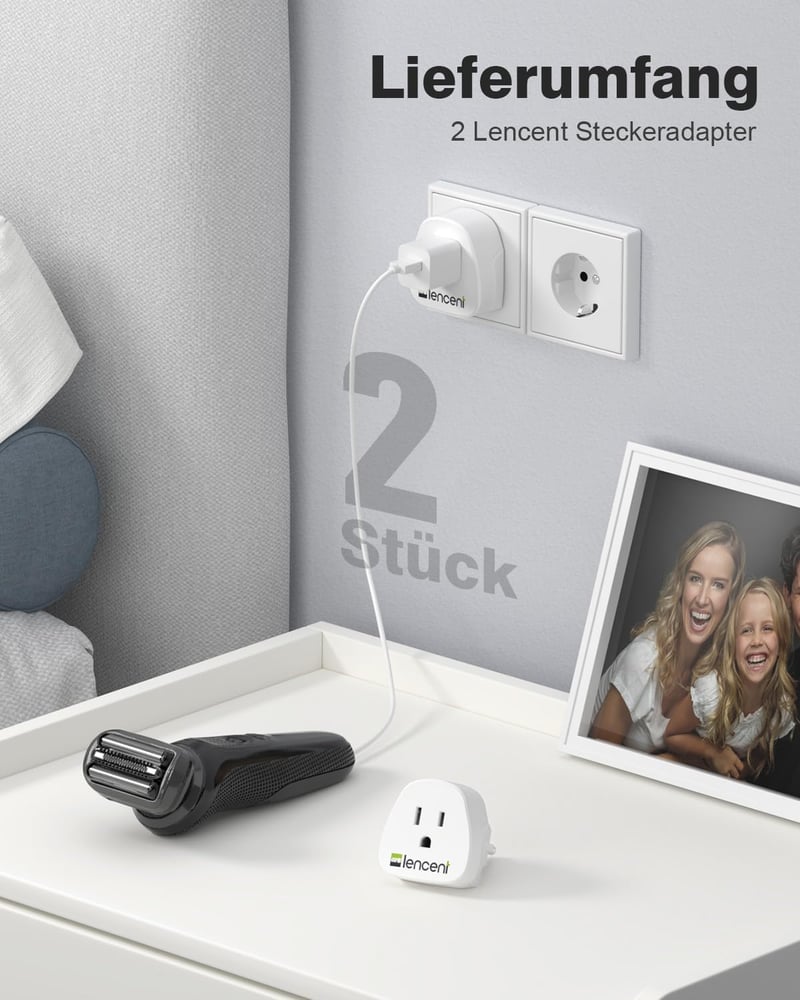 LENCENT 2db Utazási Adapter USA EU Schuko Aljzat Konverter Amerika Japán Kanada Mexikó Fehér