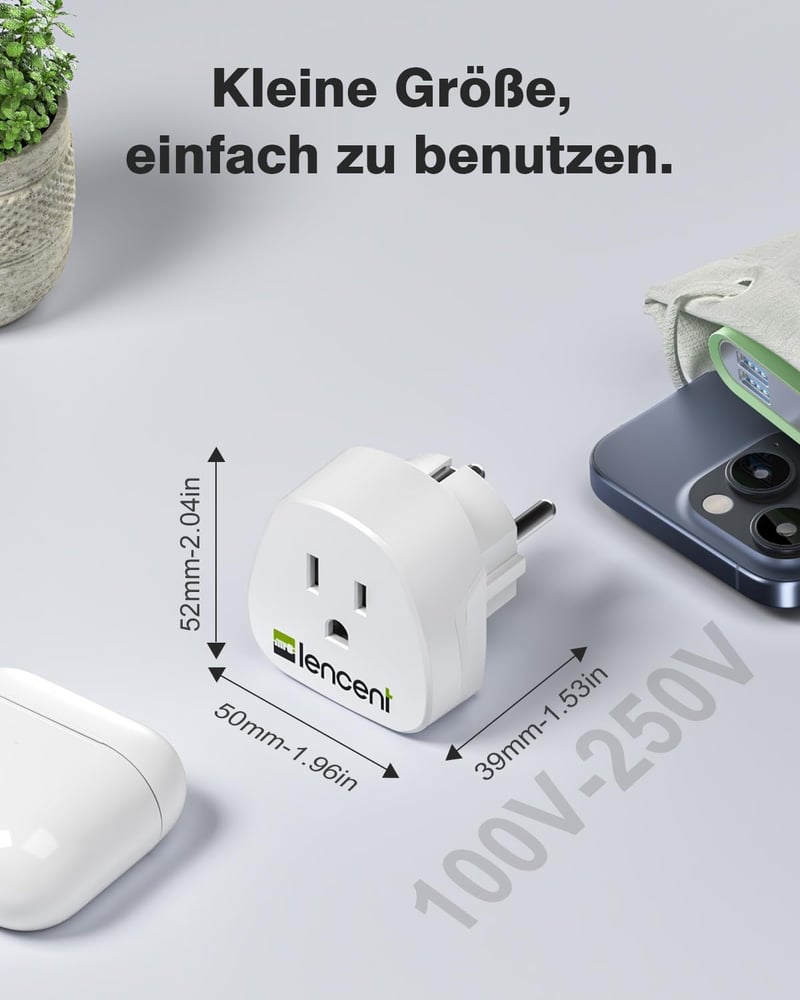 LENCENT 2db Utazási Adapter USA EU Schuko Aljzat Konverter Amerika Japán Kanada Mexikó Fehér