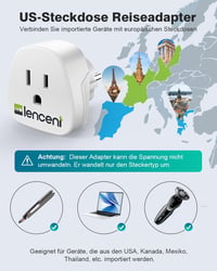 LENCENT 2db Utazási Adapter USA EU Schuko Aljzat Konverter Amerika Japán Kanada Mexikó Fehér 4