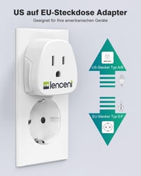 LENCENT 2db Utazási Adapter USA EU Schuko Aljzat Konverter Amerika Japán Kanada Mexikó Fehér 2