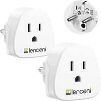 LENCENT 2db Utazási Adapter USA EU Schuko Aljzat Konverter Amerika Japán Kanada Mexikó Fehér 1