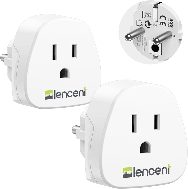 LENCENT 2db Utazási Adapter USA EU Schuko Aljzat Konverter Amerika Japán Kanada Mexikó Fehér