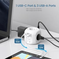 LENCENT 8az1-ben kocka elosztó 3 USB + Type-C porttal 2m vezetékkel - 2 m 3