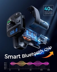 LENCENT Bluetooth FM Transzmitter Autóba - Kihangosító, Dupla USB Töltő, SD Kártya Támogatás, Zajszűrő Technológia, Szivargyújtós Zenelejáts 3
