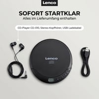 Player CD portabil Lenco CD-010 cu căști și cablu de încărcare USB - negru 3