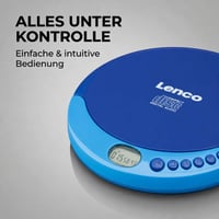 Prenosný CD prehrávač Lenco CD-011BU so slúchadlami a nabíjacím káblom Micro USB – modrý – Discman Walkman aj pre deti 4
