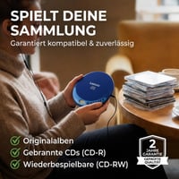Prenosný CD prehrávač Lenco CD-011BU so slúchadlami a nabíjacím káblom Micro USB – modrý – Discman Walkman aj pre deti 5