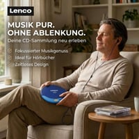 Prenosný CD prehrávač Lenco CD-011BU so slúchadlami a nabíjacím káblom Micro USB – modrý – Discman Walkman aj pre deti 2