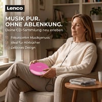 Lenco CD-011PK CD player portabil pentru copii și adulți, discman cu căști și cablu de încărcare micro USB, roz 2