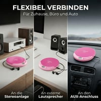 Lenco CD-011PK CD player portabil pentru copii și adulți, discman cu căști și cablu de încărcare micro USB, roz 6