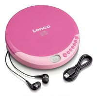 Lenco CD-011PK CD player portabil pentru copii și adulți, discman cu căști și cablu de încărcare micro USB, roz 1