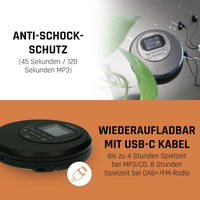 Prenosný CD prehrávač pre deti Lenco CD-500BK – Discman – čierny 6