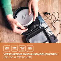 Puzdro na CD prehrávač Lenco PBC-50 so vstavanou powerbankou - 5000 mAh - s Micro USB káblom - USB vstup a výstup - sivé 4
