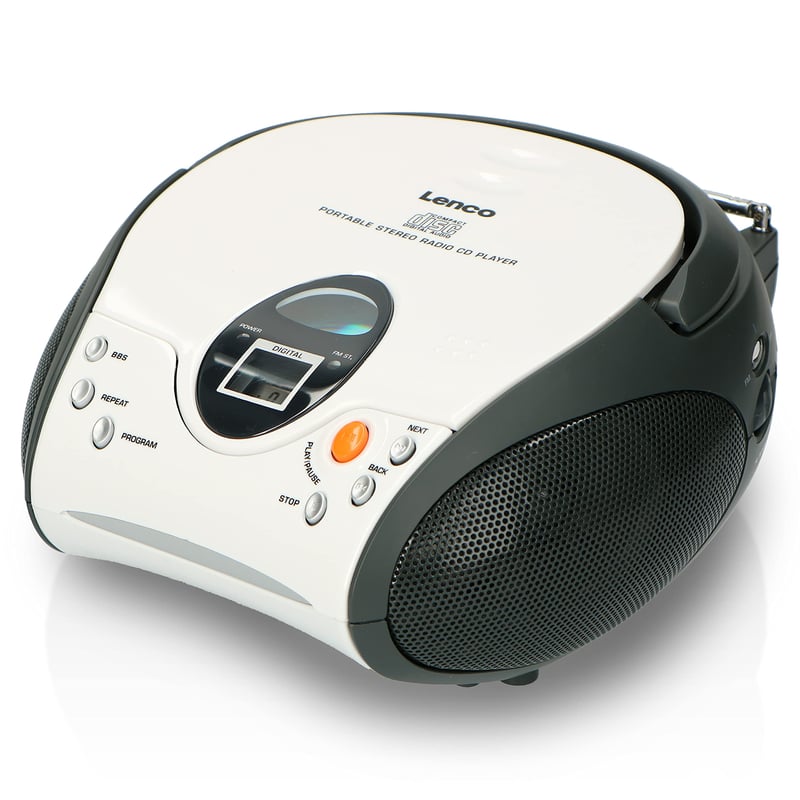 Detský CD prehrávač Lenco SCD-24 White – Prenosný rádiomagnetofón s CD prehrávačom v bielej farbe