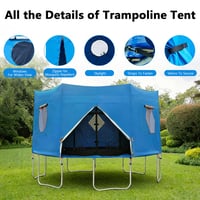 Cort pentru trambulină LengSuaa, impermeabil, cu protecție UV, parasolar rotund, pentru petreceri în aer liber și picnicuri, albastru, 3,6 m, pentru 8 stâlpi 3