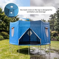 Cort pentru trambulină LengSuaa, impermeabil, cu protecție UV, parasolar rotund, pentru petreceri în aer liber și picnicuri, albastru, 3,6 m, pentru 8 stâlpi 5