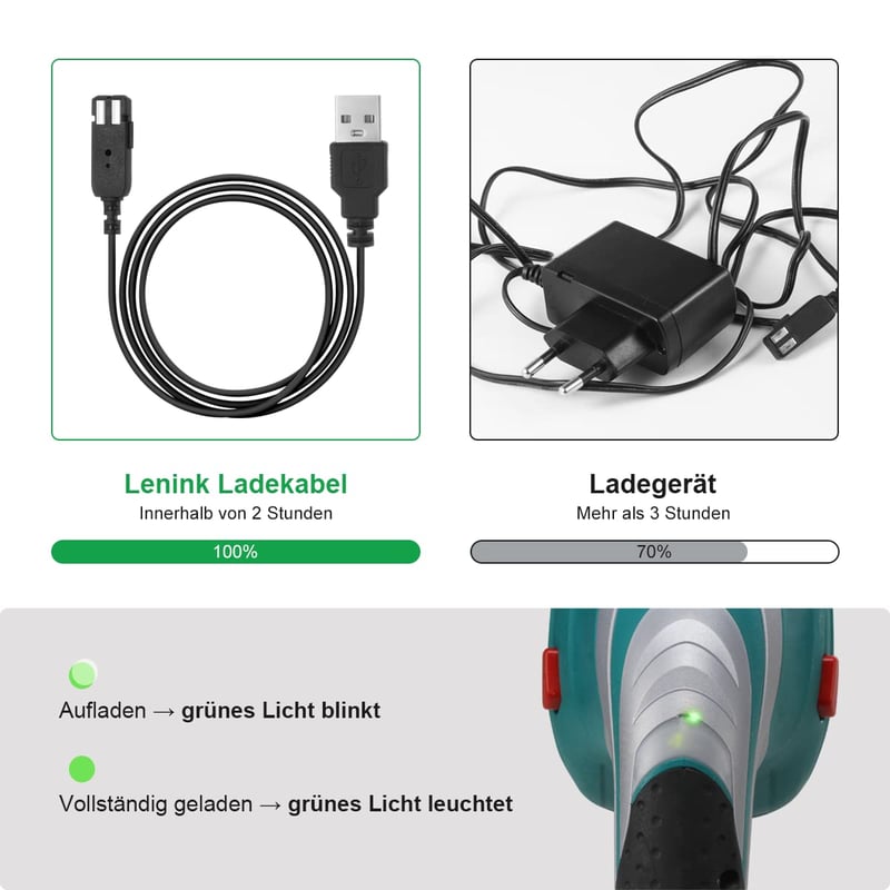 Lenink 100 cm töltőkábel Bosch Isio akkus fűnyírógéphez