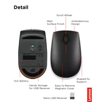 Kompaktná bezdrôtová myš Lenovo 300, kompatibilná s Chromebookmi, čierna, 32x56x98 mm, PC/Mac 6