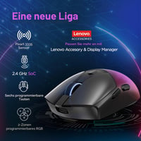 Mouse Gaming Wireless Lenovo Legion M410 RGB – Negru Transparent, 16000 DPI, 6 butoane, autonomie baterie 53 ore, compatibil NVIDIA Reflex 2
