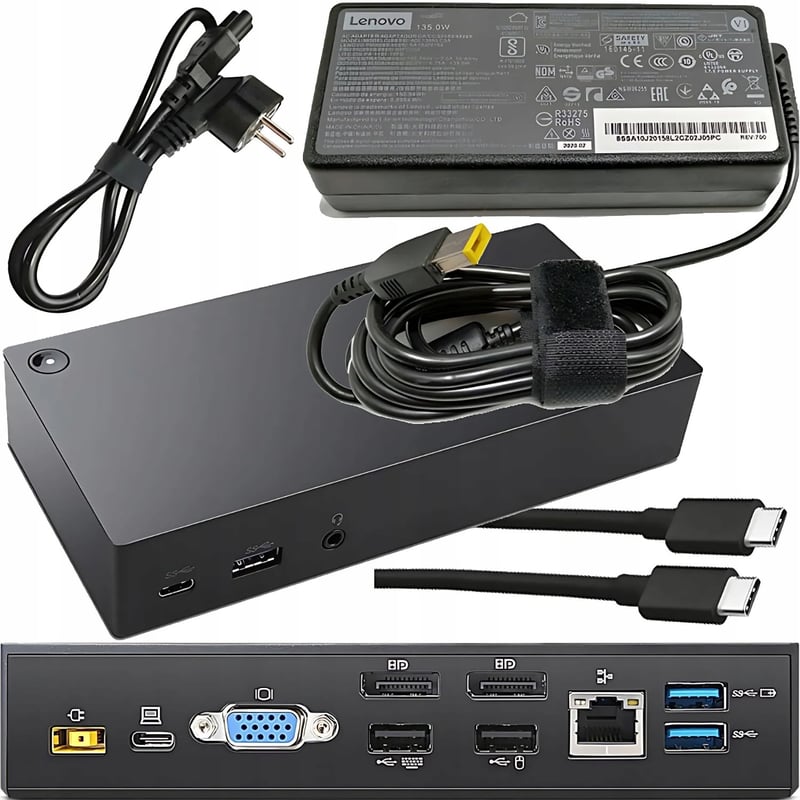 Dokovacia stanica Lenovo USB 3.0/3.1 Gen 1 40A90090UK, replikátor portov pre MacBook Air Pro – čierna, 17,1 x 8 x 3,3 cm