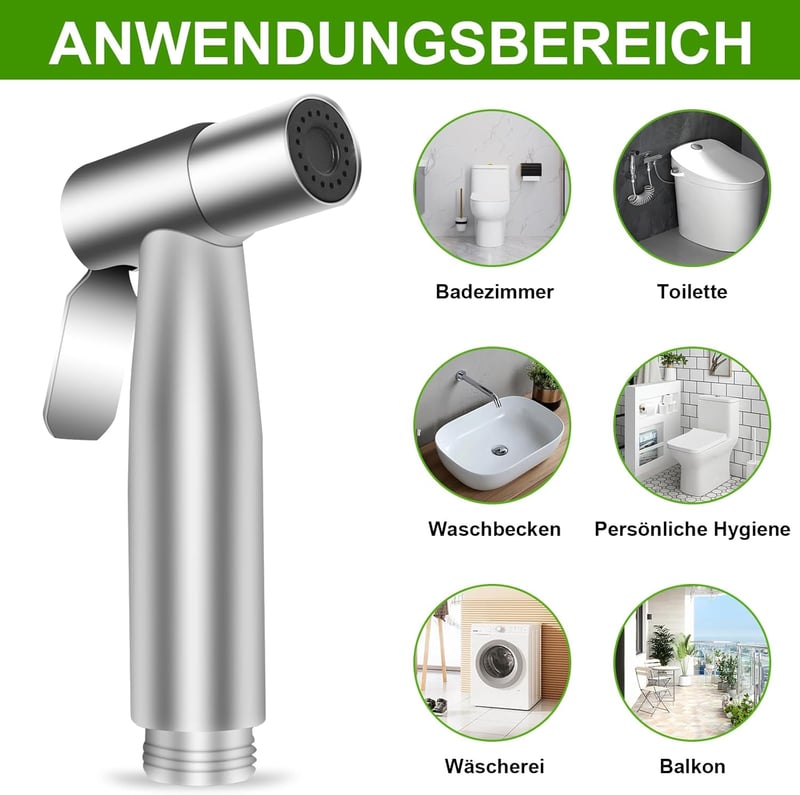 Lenpestia Bidet Zuhanyfej Rozsdamentes Acél Toalett Spray Ezüst