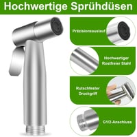 Lenpestia Bidet Zuhanyfej Rozsdamentes Acél Toalett Spray Ezüst 3