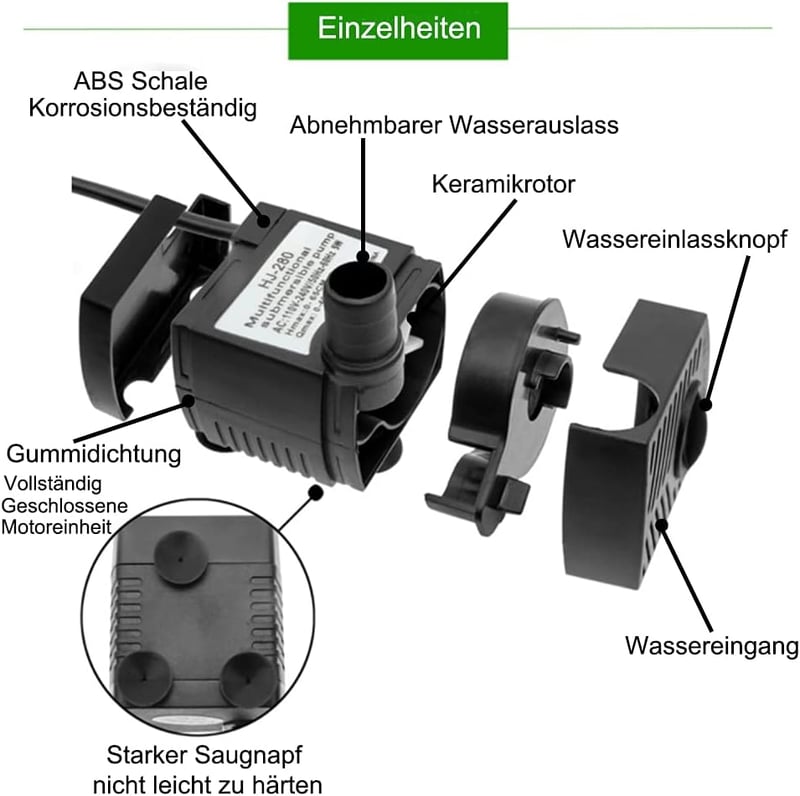 Lenpestia Mini Vízpumpa 400L/H Akváriumhoz Kerthez Szökőkúthoz 5W