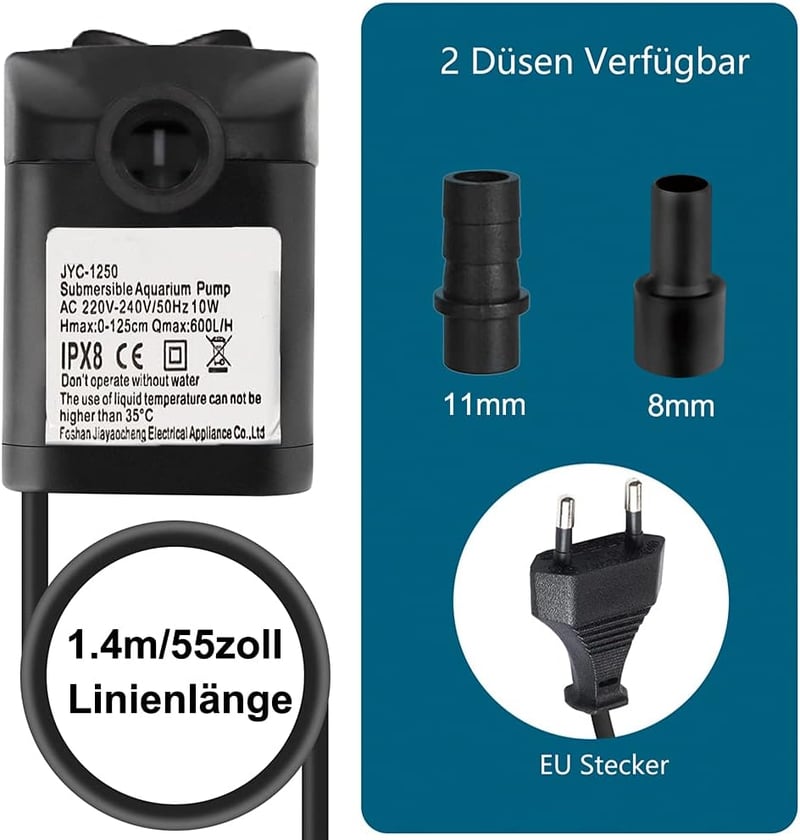 Lenpestia Mini Vízpumpa 600L/H Csendes Akváriumszivattyú Szökőkút Kerti Tó
