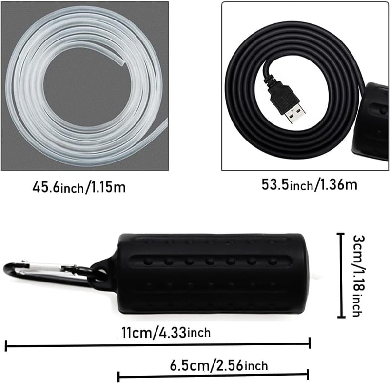 Lenpestia USB Mini Akváriumlégpumpa Csendes Oxigénpumpa Energiatakarékos Légköves Szilikon Csővel - Black