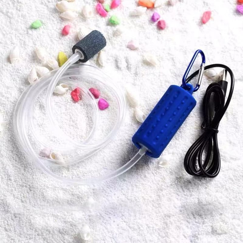Lenpestia USB Mini Akváriumlégpumpa Csendes Oxigénpumpa Energiatakarékos Légköves Szilikon Csővel - darkblue