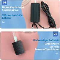 Lenpestia USB Mini Akváriumlégpumpa Csendes Oxigénpumpa Energiatakarékos Légköves Szilikon Csővel - darkblue 3