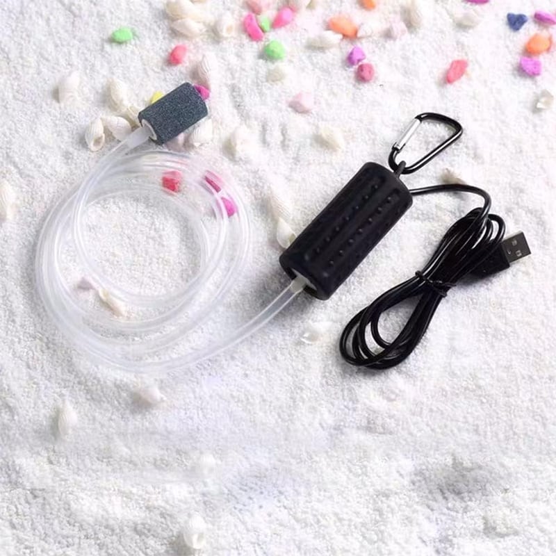 Lenpestia USB Mini Akváriumlégpumpa Csendes Oxigénpumpa Energiatakarékos Légköves Szilikon Csővel - Black