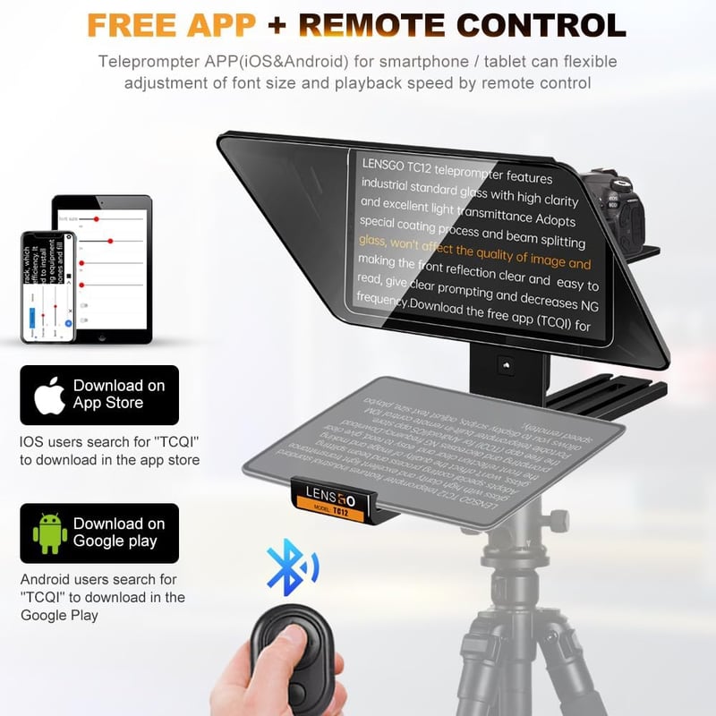 LENSGO TC12 Teleprompter DSLR/Tükörreflexes kamerához, 12,9" tablethez