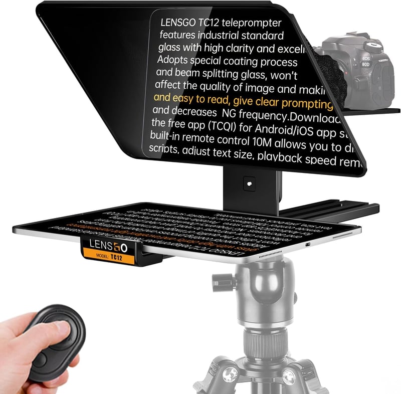 LENSGO TC12 Teleprompter DSLR/Tükörreflexes kamerához, 12,9" tablethez