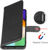 LENSUN Samsung Galaxy A52 valódi bőr tok mágneses zárral bordó 6
