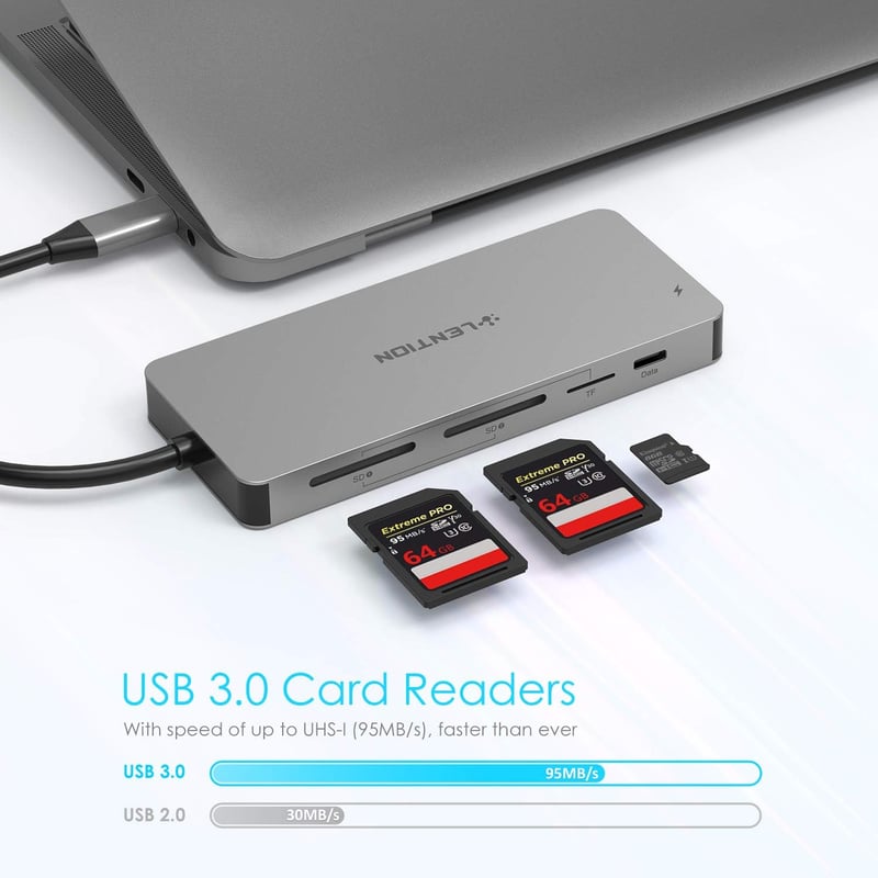 LENTION 11-in-1 USB C Hub 4K HDMI Kimenettel, SD/TF Kártyaolvasóval, USB 3.0/2.0 Portokkal, 100W PD Töltéssel MacBook Pro/Air, iPad Pro, Sur