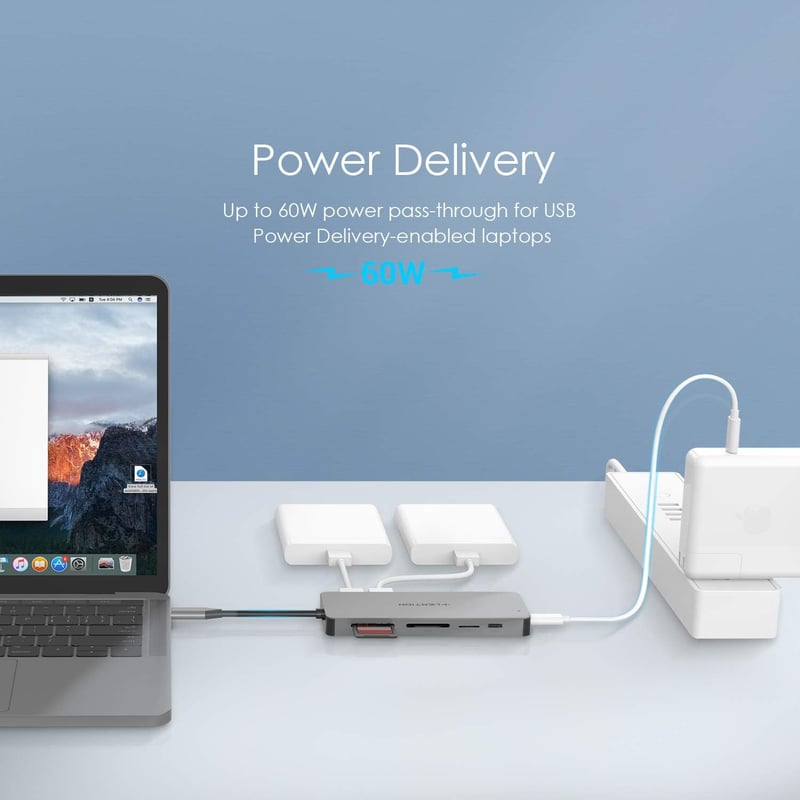 LENTION 11-in-1 USB C Hub 4K HDMI Kimenettel, SD/TF Kártyaolvasóval, USB 3.0/2.0 Portokkal, 100W PD Töltéssel MacBook Pro/Air, iPad Pro, Sur