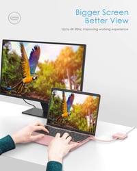LENTION 3-in-1 USB C Hub HDMI és USB 3.0 portokkal, 100W gyorstöltéssel, MacBook Pro/Air, Surface kompatibilis, rózsaarany 3
