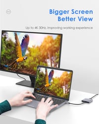 LENTION 3-in-1 USB C Hub HDMI és USB 3.0 portokkal, MacBook Pro/Air, Surface kompatibilis, 5Gbps adatátvitel, Space Grey 3