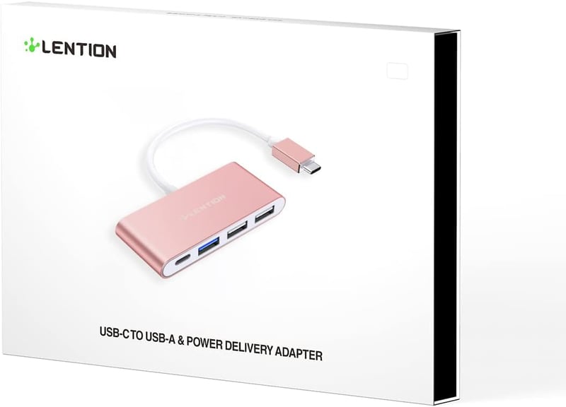 LENTION 4 az 1-ben USB-C Hub 100W Töltéssel, 5Gbps USB 3.0, MacBook Pro/Air Kompatibilis, Rose Gold Alumínium Adapter, Plug & Play