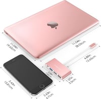 LENTION 4 az 1-ben USB-C Hub 100W Töltéssel, 5Gbps USB 3.0, MacBook Pro/Air Kompatibilis, Rose Gold Alumínium Adapter, Plug & Play 5