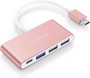 LENTION 4 az 1-ben USB-C Hub 100W Töltéssel, 5Gbps USB 3.0, MacBook Pro/Air Kompatibilis, Rose Gold Alumínium Adapter, Plug & Play