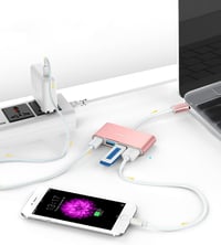 LENTION 4 az 1-ben USB-C Hub 100W Töltéssel, 5Gbps USB 3.0, MacBook Pro/Air Kompatibilis, Rose Gold Alumínium Adapter, Plug & Play 3