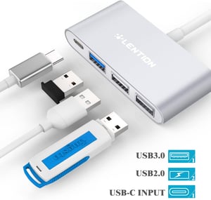 LENTION 4-u-1 USB-C Hub sa 100W punjenjem, 5Gbps USB 3.0 priključkom, za MacBook Pro/Air, Surface i ChromeBook uređaje, aluminijsko kućište