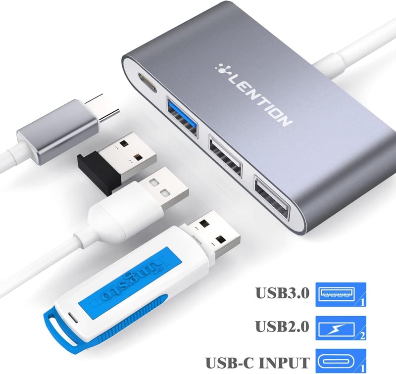 LENTION 4 az 1-ben USB-C Hub 100W Töltéssel, 5Gbps USB 3.0 Porttal - MacBook Pro/Air, Surface, ChromeBook Kompatibilis Adapter